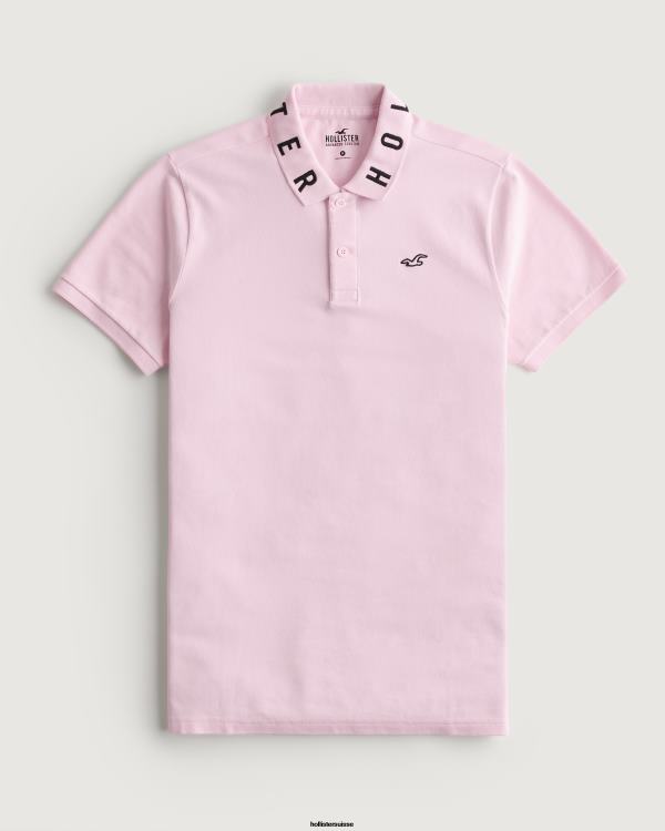 polo à col logo Hommes rose Hollister hauts RRRJX859