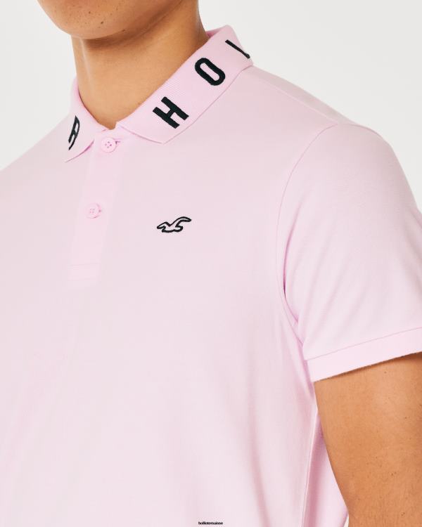 polo à col logo Hommes rose Hollister hauts RRRJX859