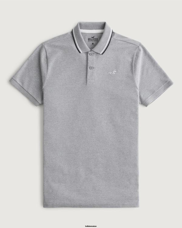 polo à col à pointes Hommes gris chiné Hollister hauts RRRJX991