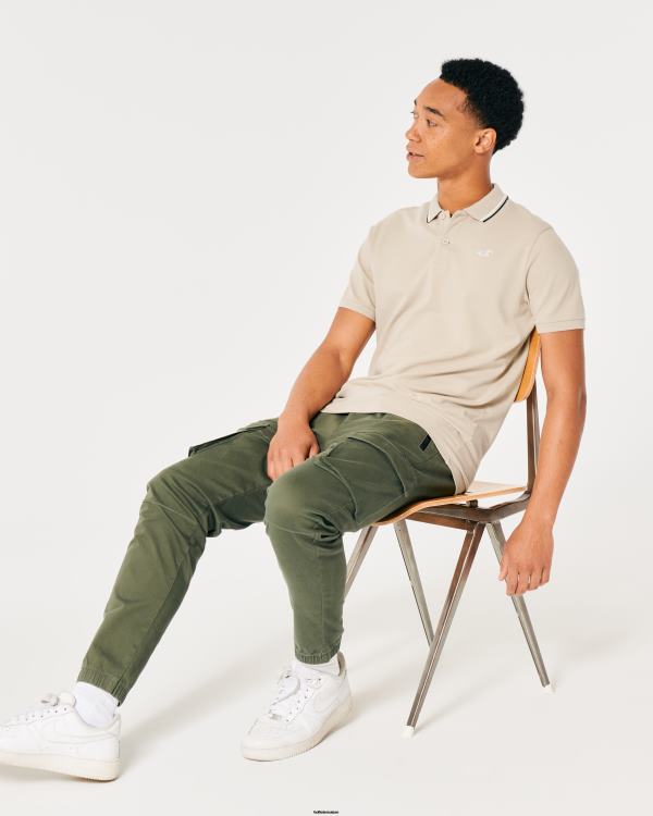 polo à col à pointes Hommes gris chiné Hollister hauts RRRJX991