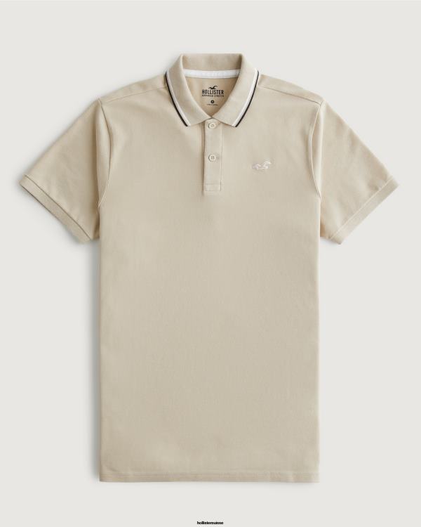polo à col à pointes Hommes gris chiné Hollister hauts RRRJX991