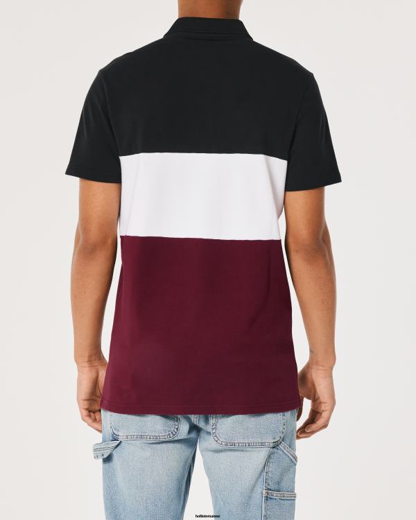 polo color block Hommes noir blanc et bordeaux Hollister hauts RRRJX997