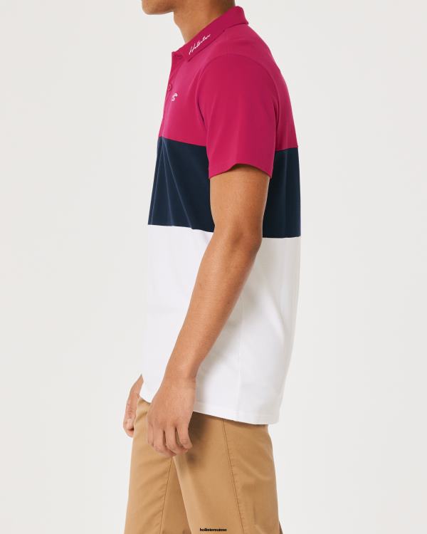 polo color block Hommes rouge marine et blanc Hollister hauts RRRJX1063