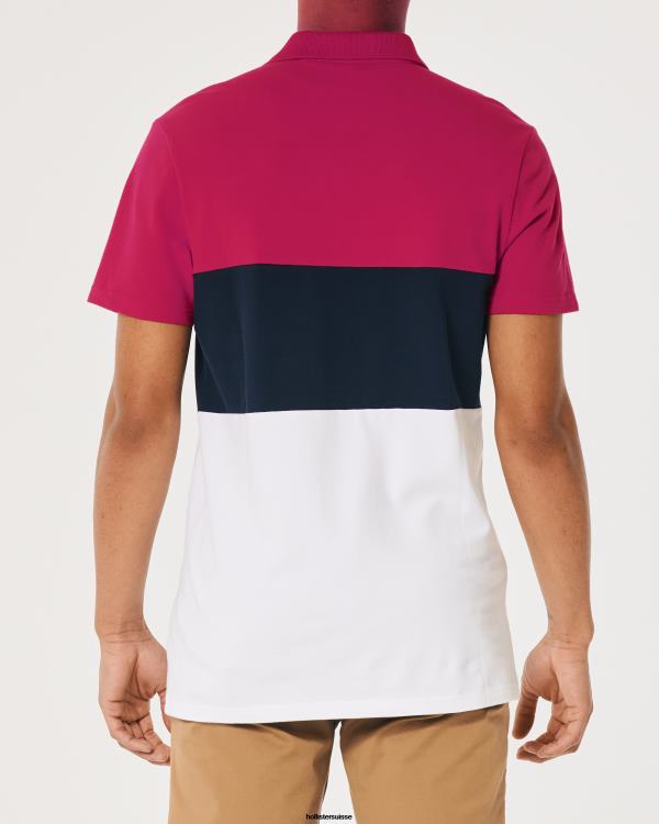 polo color block Hommes rouge marine et blanc Hollister hauts RRRJX1063