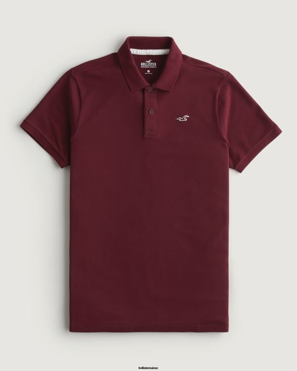 polo à logo Hommes Bourgogne Hollister hauts RRRJX1075
