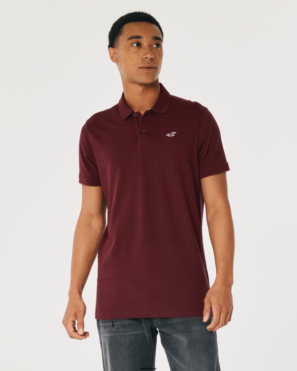 polo à logo Hommes Bourgogne Hollister hauts RRRJX1075