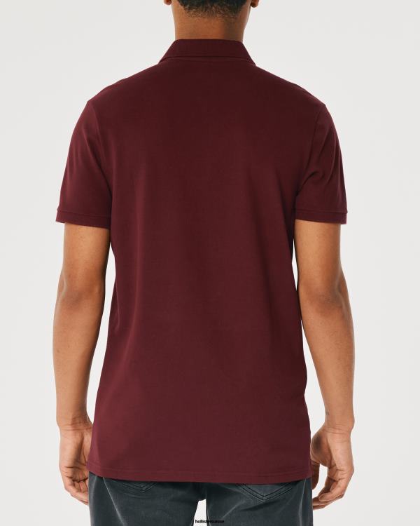 polo à logo Hommes Bourgogne Hollister hauts RRRJX1075