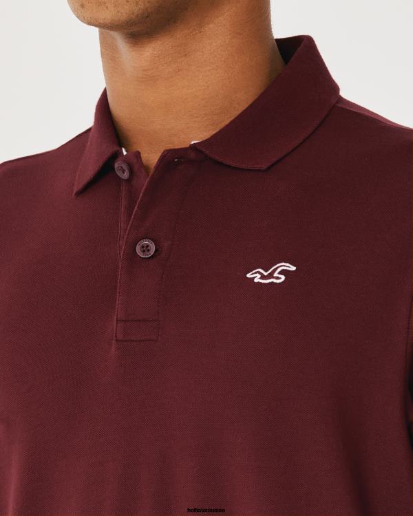 polo à logo Hommes Bourgogne Hollister hauts RRRJX1075
