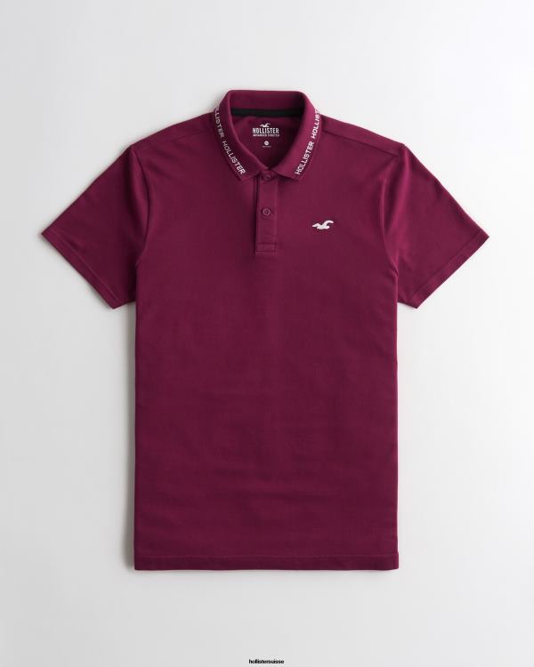 polo à logo Hommes Bourgogne Hollister hauts RRRJX1079