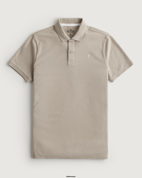 polo à logo Hommes brun clair Hollister hauts RRRJX840