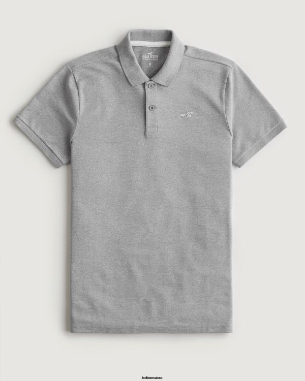 polo à logo Hommes gris chiné Hollister hauts RRRJX1070
