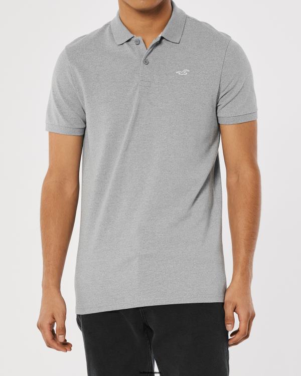 polo à logo Hommes gris chiné Hollister hauts RRRJX1070