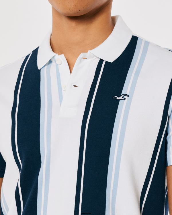 polo à logo rayé Hommes rayure marine Hollister hauts RRRJX827