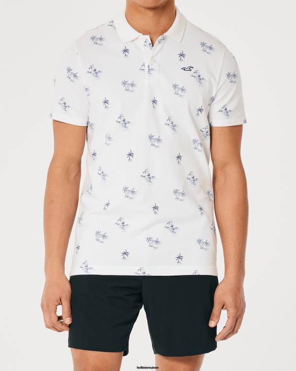 polo à motif iconique logo Hommes motif blanc Hollister hauts RRRJX1003