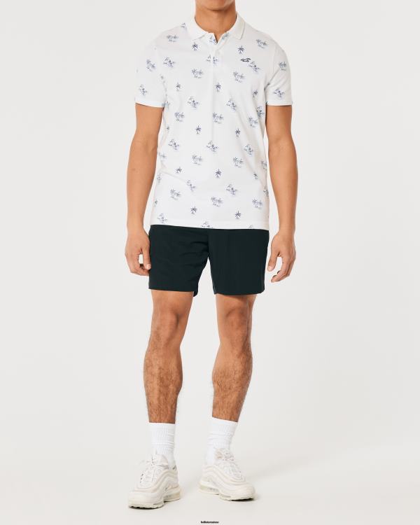 polo à motif iconique logo Hommes motif blanc Hollister hauts RRRJX1003