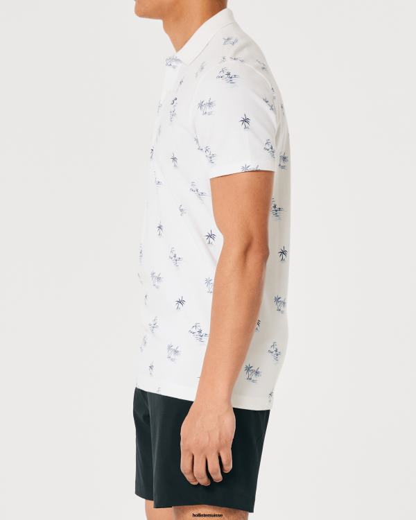 polo à motif iconique logo Hommes motif blanc Hollister hauts RRRJX1003