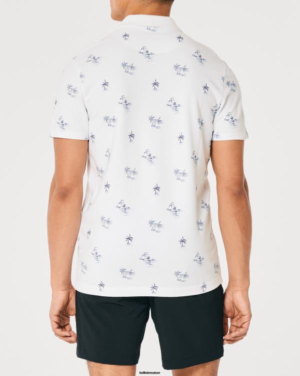 polo à motif iconique logo Hommes motif blanc Hollister hauts RRRJX1003