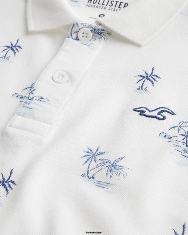 polo à motif iconique logo Hommes motif blanc Hollister hauts RRRJX1003