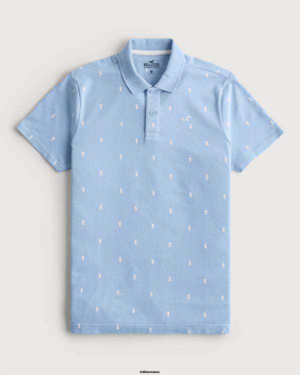 polo à motif iconique logo Hommes motif bleu clair Hollister hauts RRRJX983
