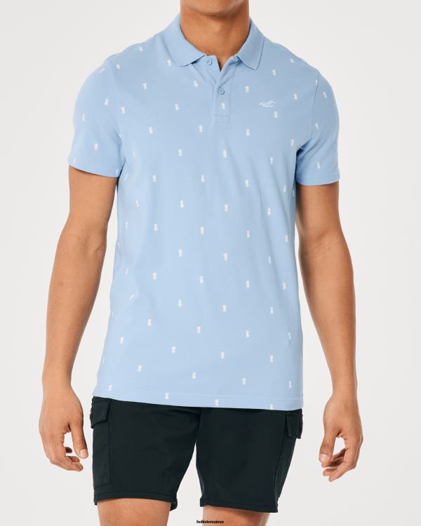 polo à motif iconique logo Hommes motif bleu clair Hollister hauts RRRJX983