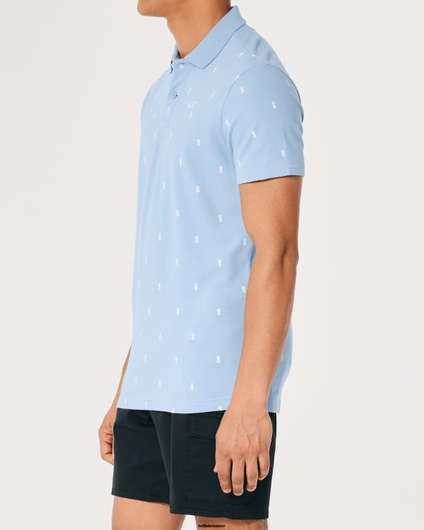 polo à motif iconique logo Hommes motif bleu clair Hollister hauts RRRJX983
