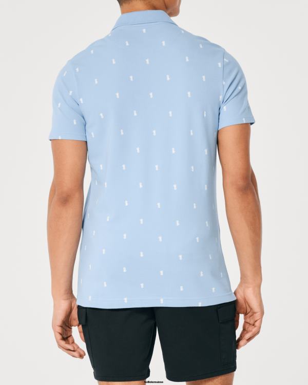 polo à motif iconique logo Hommes motif bleu clair Hollister hauts RRRJX983