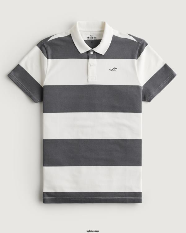 polo à rayures logo iconique Hommes bande grise Hollister hauts RRRJX1018