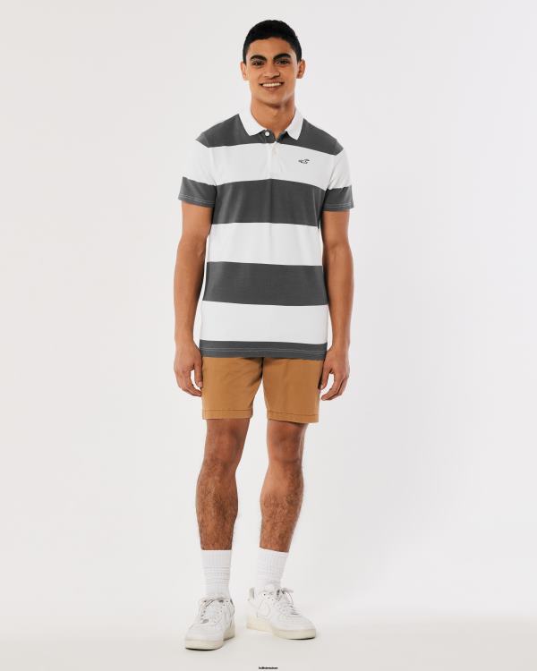 polo à rayures logo iconique Hommes bande grise Hollister hauts RRRJX1018