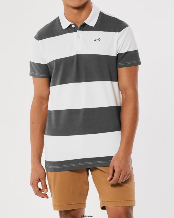 polo à rayures logo iconique Hommes bande grise Hollister hauts RRRJX1018