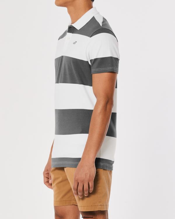 polo à rayures logo iconique Hommes bande grise Hollister hauts RRRJX1018
