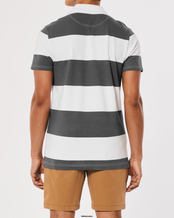 polo à rayures logo iconique Hommes bande grise Hollister hauts RRRJX1018