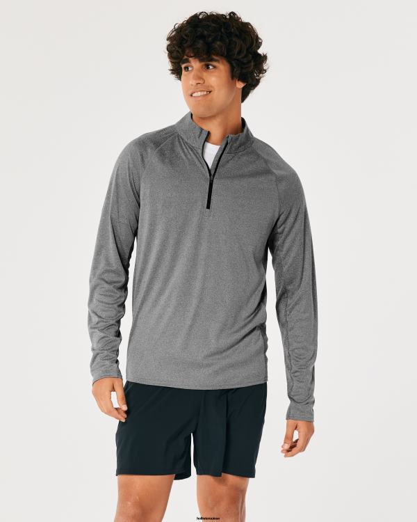 gilly hicks active léger quart de zip en tricot Hommes gris chiné Hollister hauts RRRJX1045