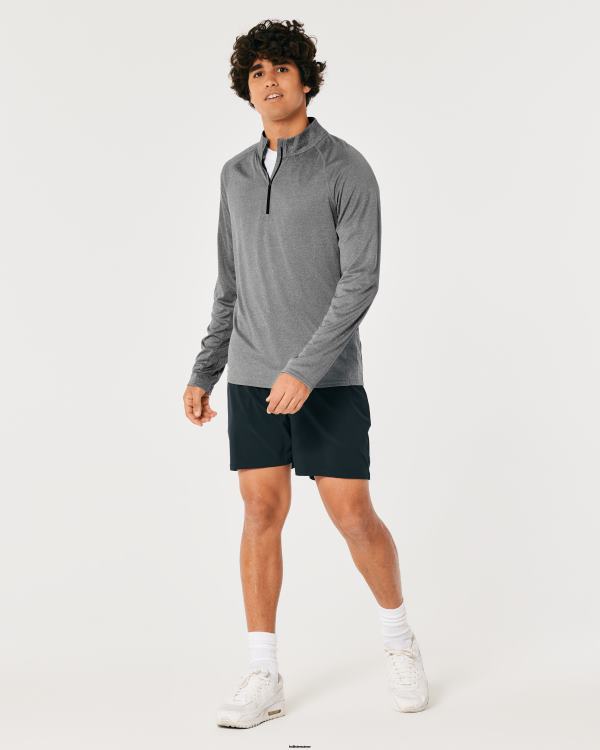 gilly hicks active léger quart de zip en tricot Hommes gris chiné Hollister hauts RRRJX1045