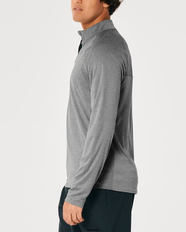 gilly hicks active léger quart de zip en tricot Hommes gris chiné Hollister hauts RRRJX1045