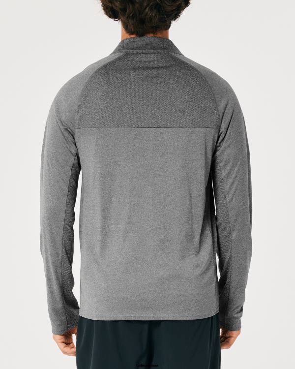 gilly hicks active léger quart de zip en tricot Hommes gris chiné Hollister hauts RRRJX1045