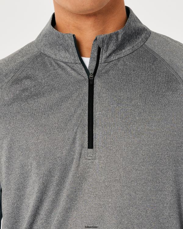 gilly hicks active léger quart de zip en tricot Hommes gris chiné Hollister hauts RRRJX1045