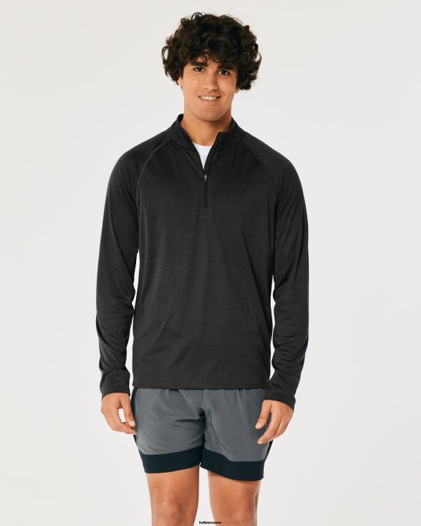 gilly hicks active léger quart de zip en tricot Hommes noir Hollister hauts RRRJX1046