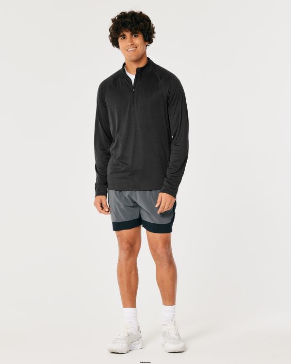gilly hicks active léger quart de zip en tricot Hommes noir Hollister hauts RRRJX1046