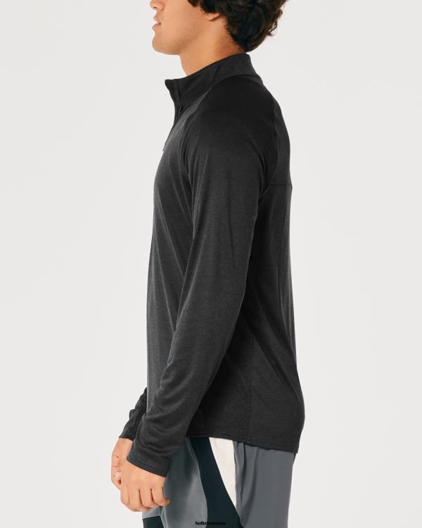 gilly hicks active léger quart de zip en tricot Hommes noir Hollister hauts RRRJX1046