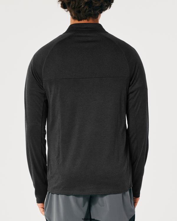 gilly hicks active léger quart de zip en tricot Hommes noir Hollister hauts RRRJX1046