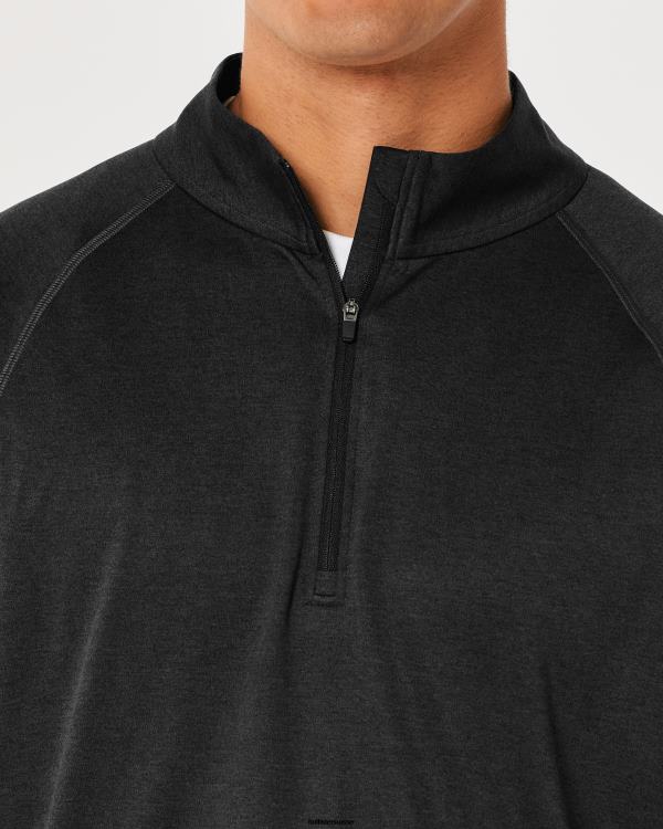 gilly hicks active léger quart de zip en tricot Hommes noir Hollister hauts RRRJX1046