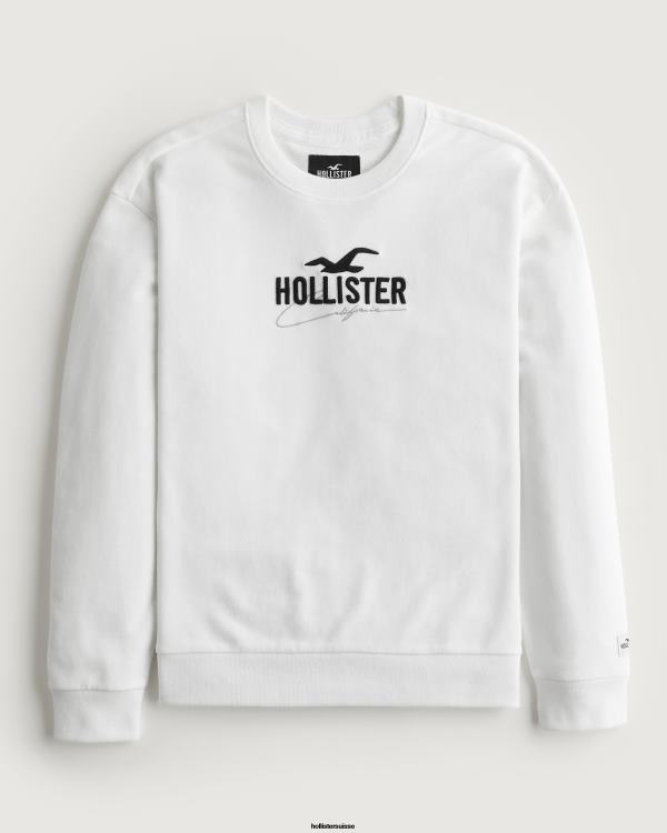 sweat ample à logo Hommes blanc Hollister hauts RRRJX956