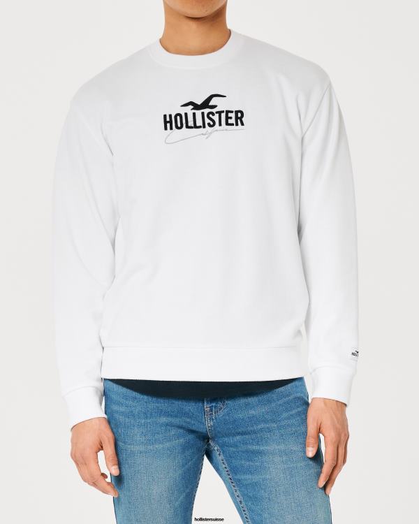 sweat ample à logo Hommes blanc Hollister hauts RRRJX956