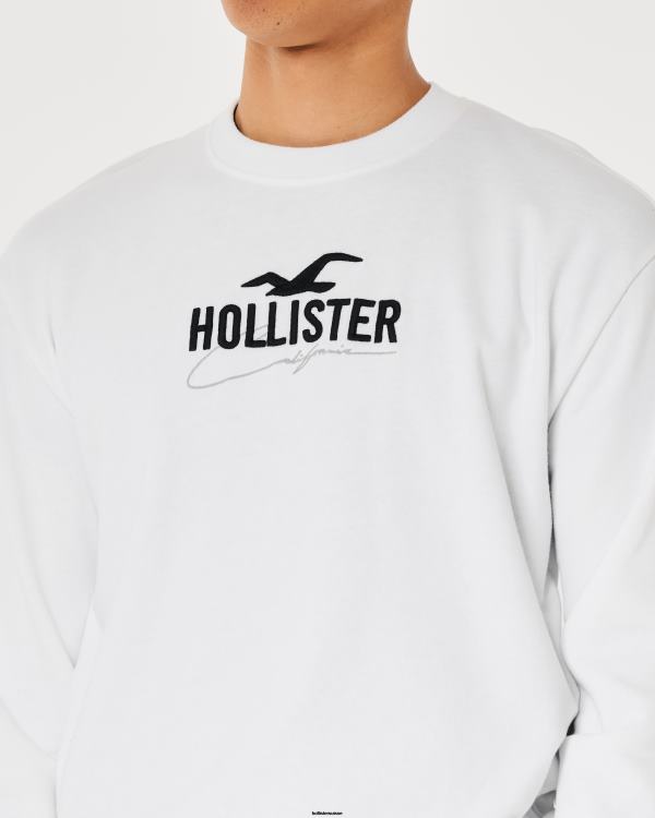 sweat ample à logo Hommes blanc Hollister hauts RRRJX956