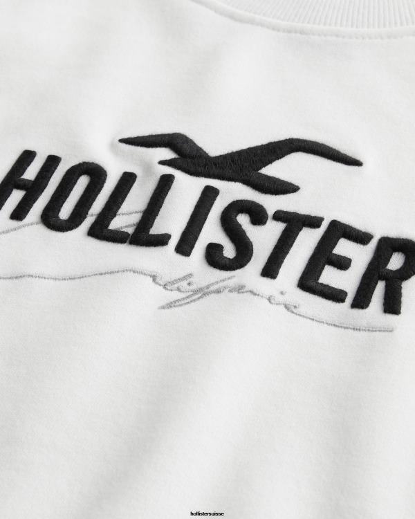 sweat ample à logo Hommes blanc Hollister hauts RRRJX956