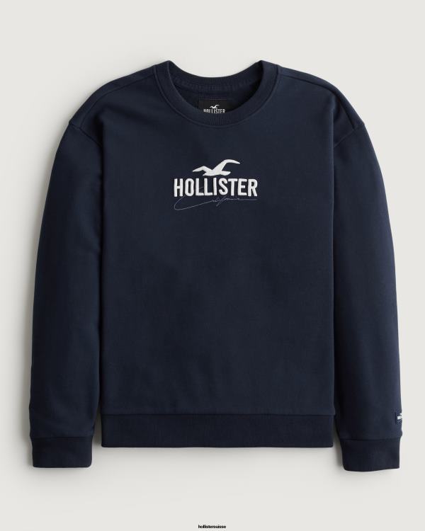 sweat ample à logo Hommes marine Hollister hauts RRRJX865