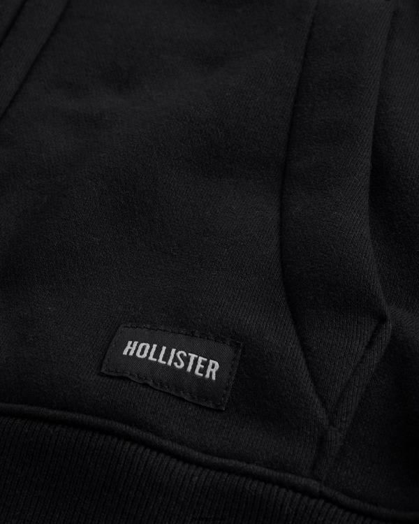 sweat à capuche décontracté à fermeture éclair Hommes noir Hollister hauts RRRJX823