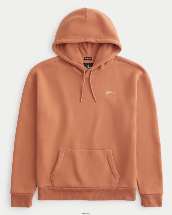 sweat à capuche décontracté à logo feel good Hommes Orange sombre Hollister hauts RRRJX1014