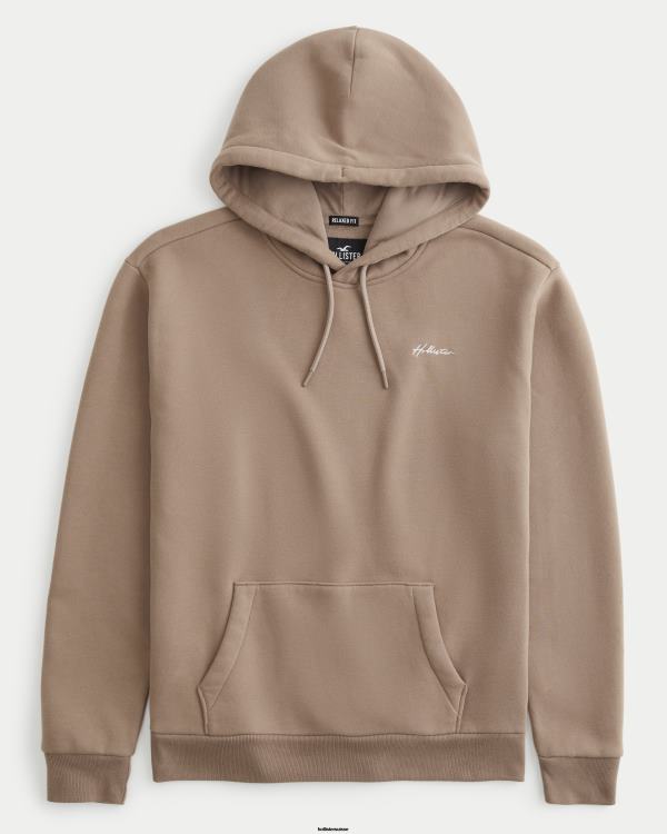 sweat à capuche décontracté à logo feel good Hommes brun Hollister hauts RRRJX961