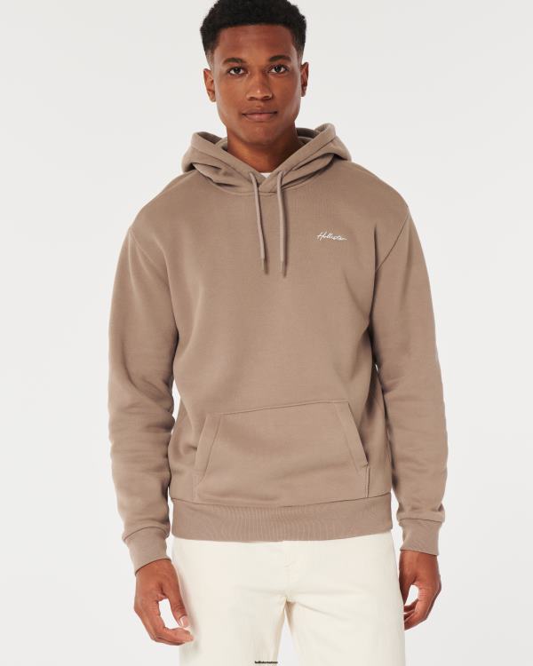 sweat à capuche décontracté à logo feel good Hommes brun Hollister hauts RRRJX961